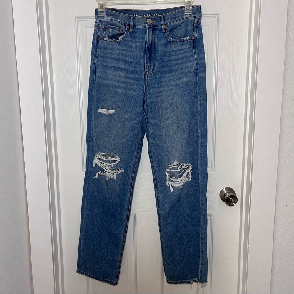 American Eagle Outfitters Distressed Boyfriend Jeans - Blue